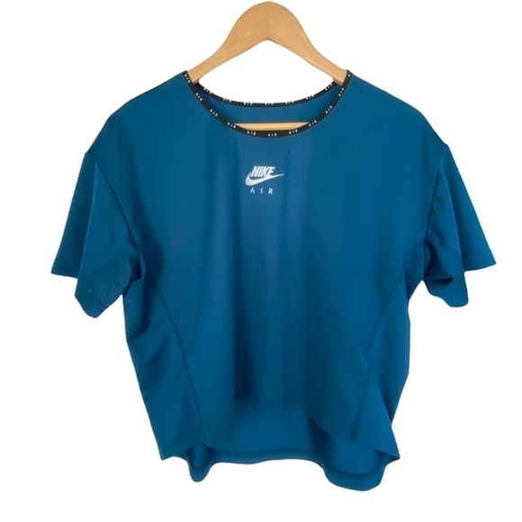 NIKE Air Blue Cropped Top Athletic Sporty Stretch Womens Large 90s Y2K Style - Picture 1 of 4